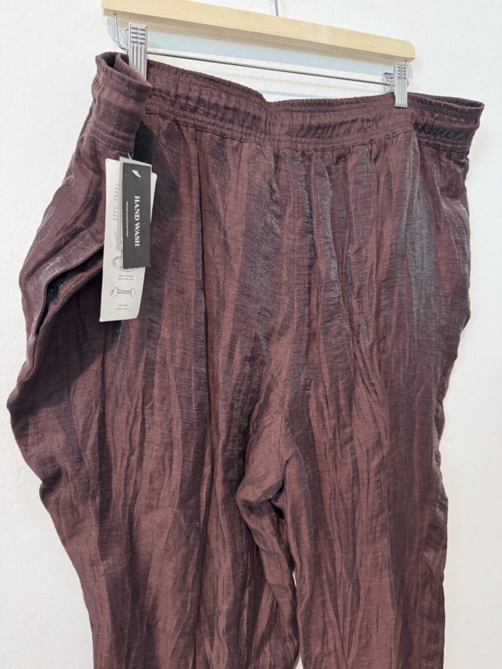 NWT Peter Nygard Linen Blend Crinkle Pull On Wide Leg Pants Plus Size New 2X - Picture 9 of 10
